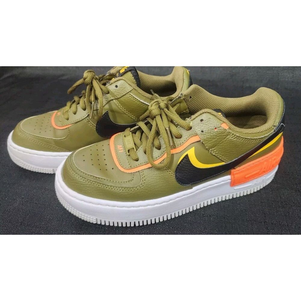Rare Nike Air Force 1 Shadow Olive Orange Black DC1876-300 Womans Size 7.5 - Picture 1 of 9